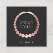 Faux Rose Gold Necklace Logo | Jewelry Design Square Business Card (Front)
