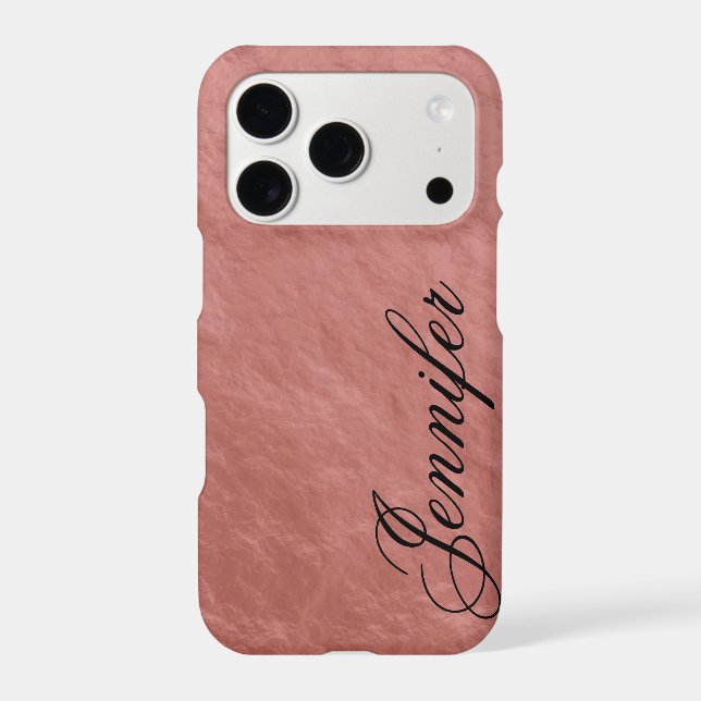 Faux Rose Gold Nugget Foil Fancy Script First Name Iphone Case (Back)