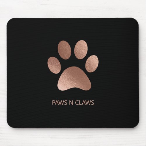 Faux Rose Gold Paw Print Mouse Pad