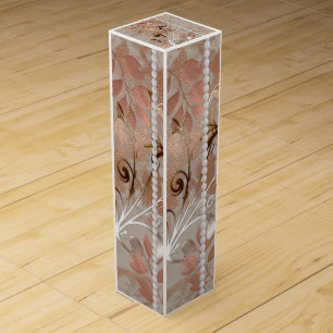 Faux Rose Gold & Pearls Wine Gift Box