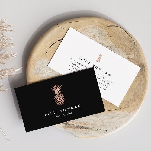 Faux Rose Gold Pineapple Business Card