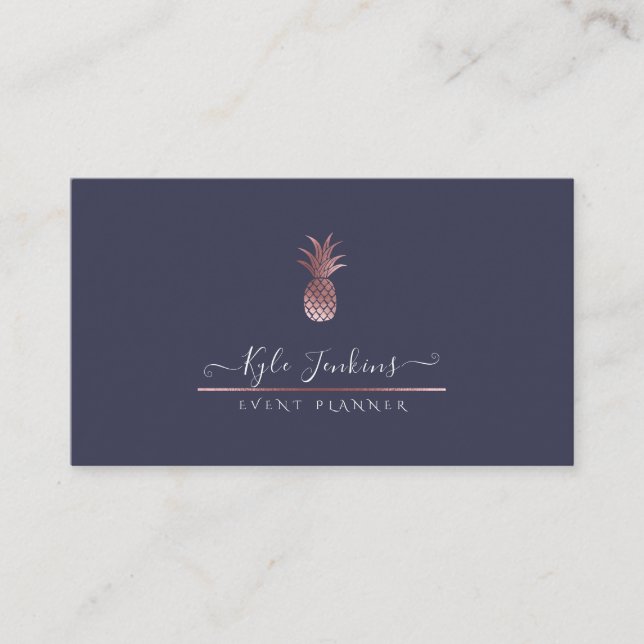 FAUX ROSE GOLD PINEAPPLE Business Card (Front)