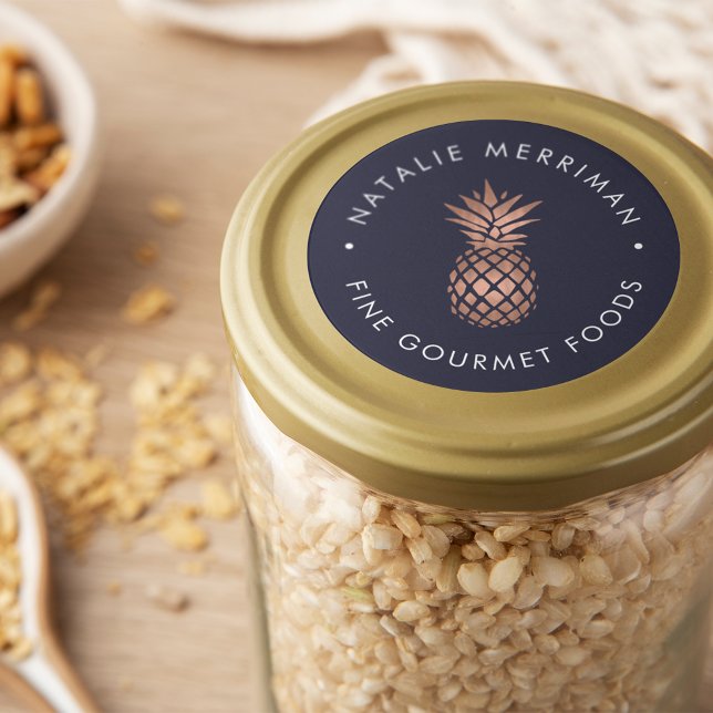 Faux Rose Gold Pineapple Classic Round Sticker (Creator Uploaded)