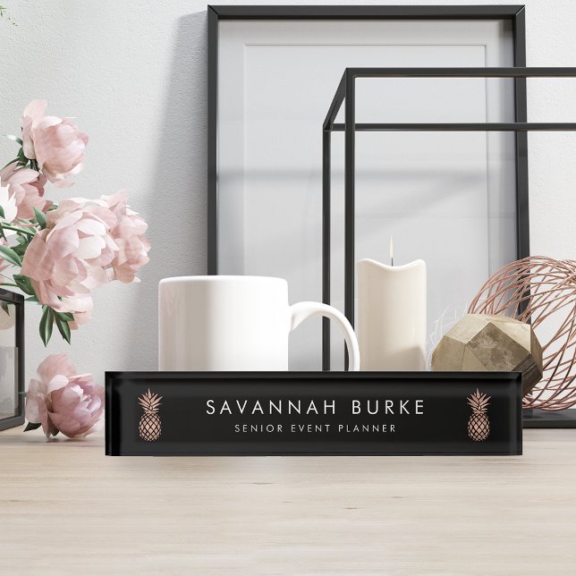 Faux Rose Gold Pineapple Desk Name Plate (Creator Uploaded)