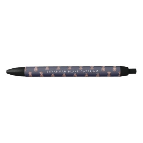 Faux Rose Gold Pineapple Personalized Black Ink Pen