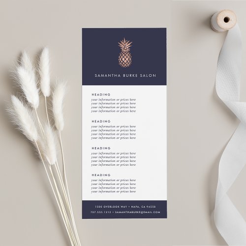 Faux Rose Gold Pineapple  Pricing or Services Rack Card
