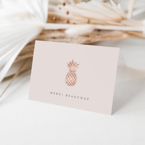 Faux Rose Gold Pineapple Thank You Card