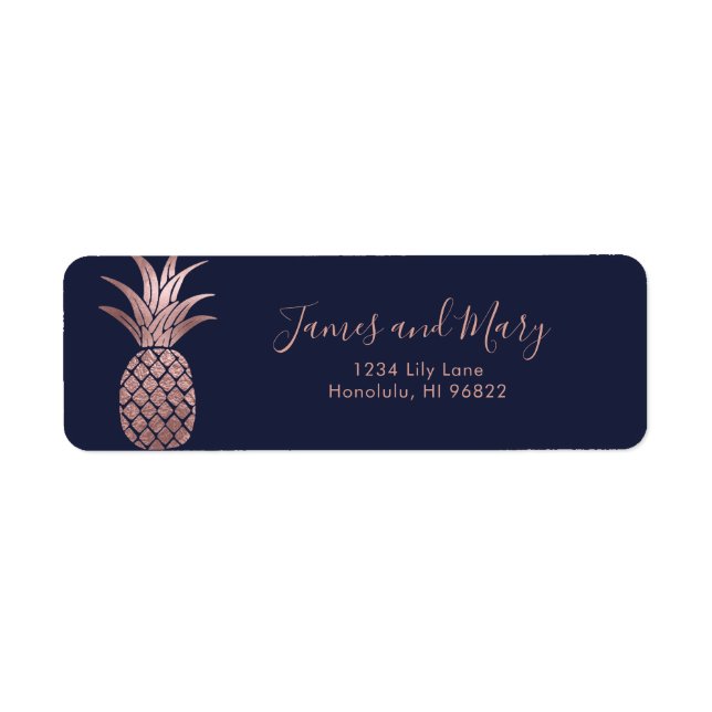 Faux Rose Gold Pineapples Label (Front)