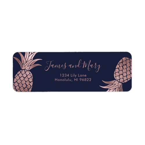Faux Rose Gold Pineapples Label