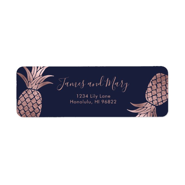 Faux Rose Gold Pineapples Label (Front)