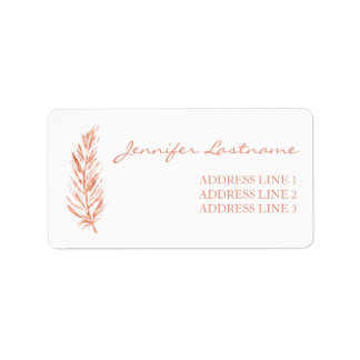 Faux Rose Gold Pink Color Feather And Custom Info Label
