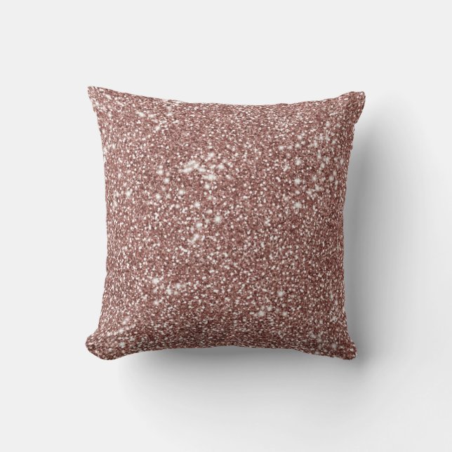 Faux Rose Gold Pink Glitter Texture Look Throw Pillow (Front)