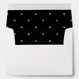 Faux Rose Gold Polka Dots on Black Interior Envelope