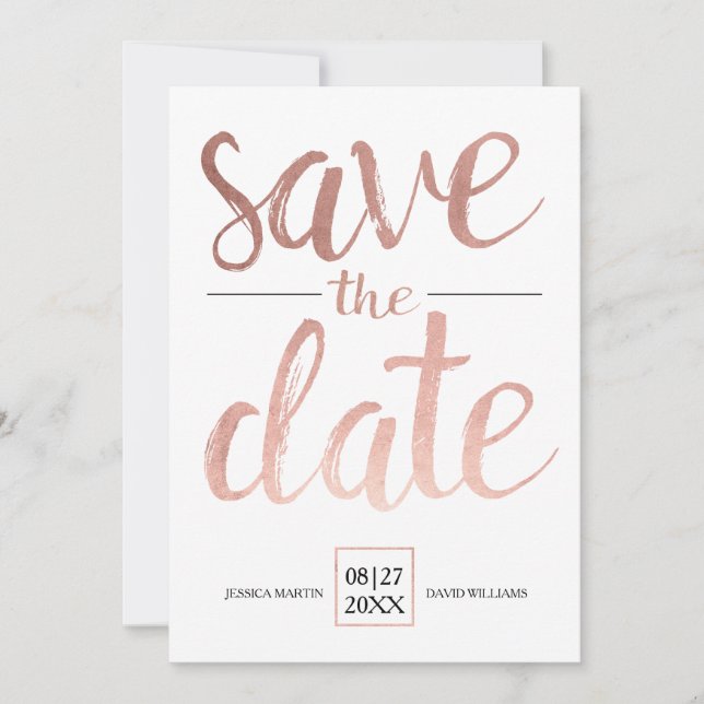 Faux Rose Gold Save the Date (Front)