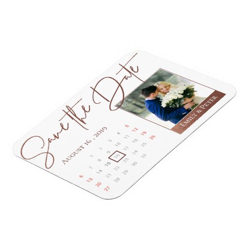Faux Rose Gold Save The Date Photo Magnet