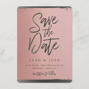 Faux Rose Gold Save the Date Post Card