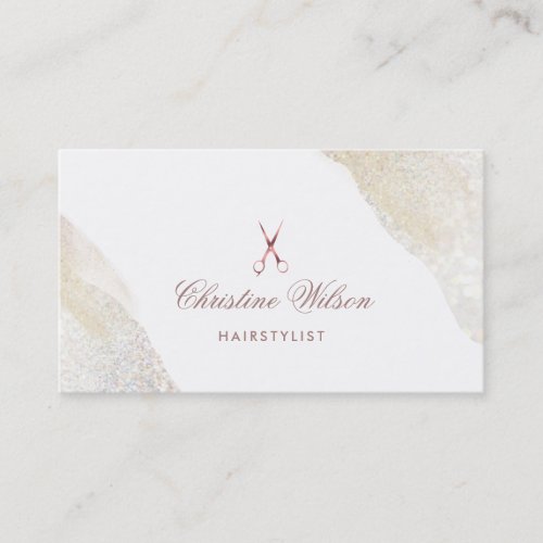 faux rose gold scissors hair stylist business card