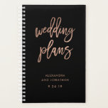 Faux Rose Gold Script on Black | Wedding Planner<br><div class="desc">This elegant and trendy wedding planner features modern,  faux rose gold look typography on a black background.</div>