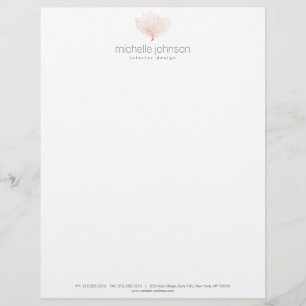 Faux Rose Gold Sea Fan Coral Letterhead