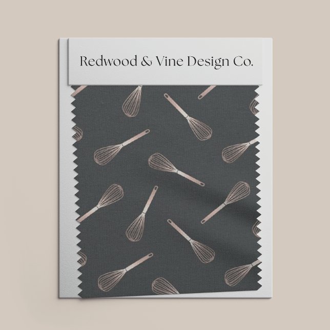 Faux Rose Gold & Soft Black Kitchen Whisk Pattern Fabric (Creator Uploaded)