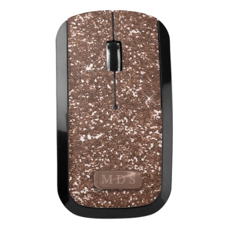 Faux Rose Gold Sparkly Glitter Wireless Mouse