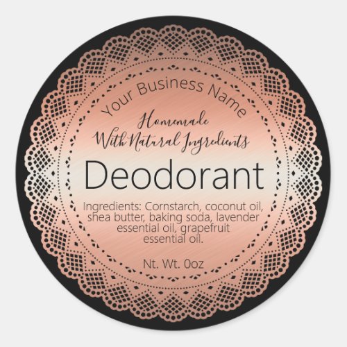 Faux Rose Gold Sticker Label Handmade Deodorant