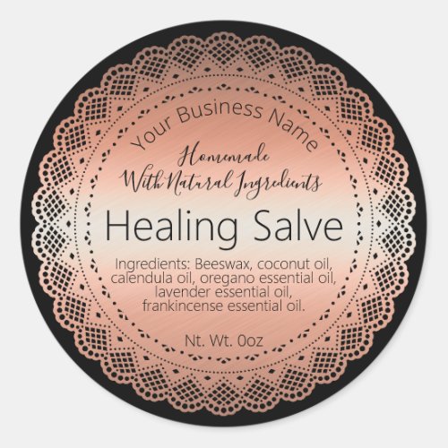 Faux Rose Gold Sticker Label Handmade Healing Balm