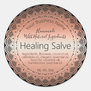 Faux Rose Gold Sticker Label Handmade Healing Balm