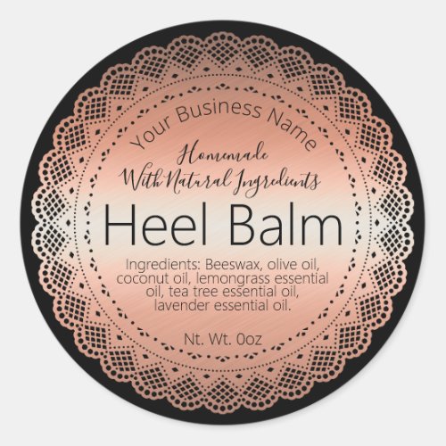Faux Rose Gold Sticker Label Handmade Heel Balm