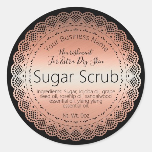 Faux Rose Gold Sticker Label Handmade Sugar Scrub