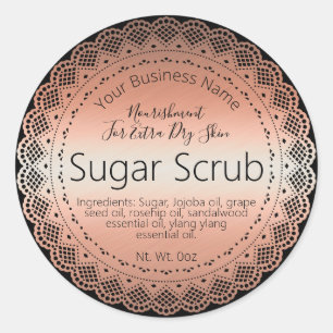 Faux Rose Gold Sticker Label Handmade Sugar Scrub
