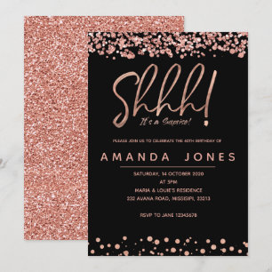FAUX ROSE GOLD Surprise Birthday Party Invitation