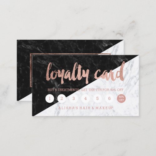 Faux rose gold typography block marble loyalty