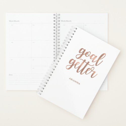 Faux Rose Gold Typography on White  Goal Getter Planner
