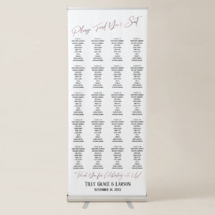 Faux Rose Gold Typography Seating Chart 200 Guests Retractable Banner