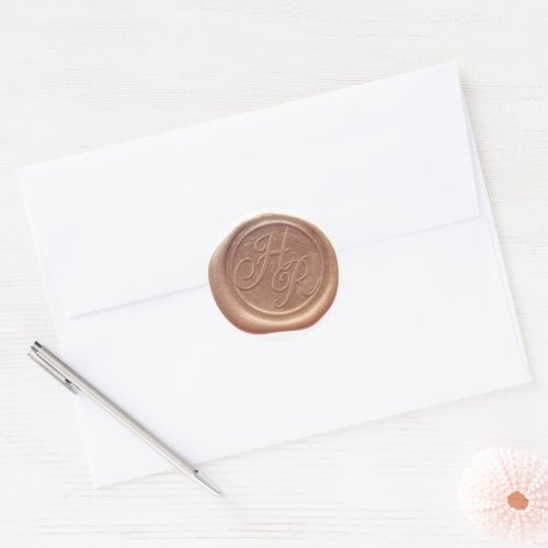 Faux Rose Gold Wax Wedding Monogram Envelope Seal