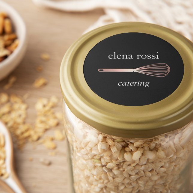 Faux Rose Gold Whisk Logo | Chef Caterer Baker Classic Round Sticker (Creator Uploaded)