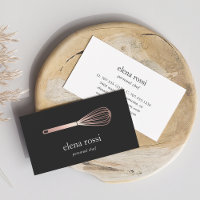 Faux Rose Gold Whisk Logo | Chef Catering Bakery Business Card