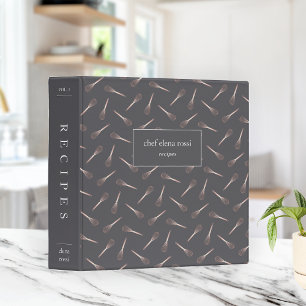 Faux Rose Gold Whisk Pattern Recipe 3 Ring Binder