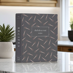 Faux Rose Gold Whisk Pattern Recipe Mini Binder
