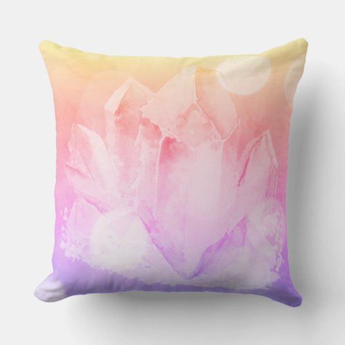 *~* Faux Rose Quartz Crystal &amp; Lavender Ombre Throw Pillow