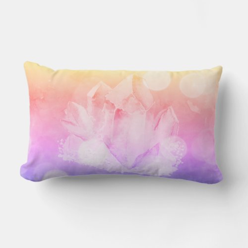 *~* Faux Rose Quartz &amp; Lavender Crystals Lumbar Pillow