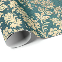 Faux Royal Gold Floral Powder Floral Pearly Teal