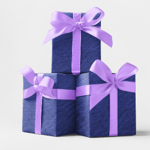 Faux Royal Navy Blue Leather Texture Wrapping Paper Sheets