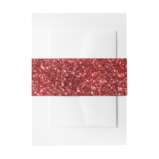 Faux Ruby Red Glitter Invitation Belly Band
