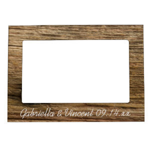 Faux Rustic Barn Wood Country Wedding Magnetic Photo Frame