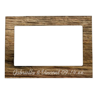 Faux Rustic Barn Wood Country Wedding Magnetic Photo Frame