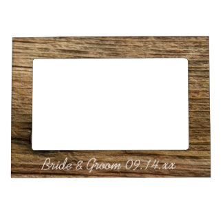 Faux Rustic Barn Wood Country Wedding Magnetic Photo Frame