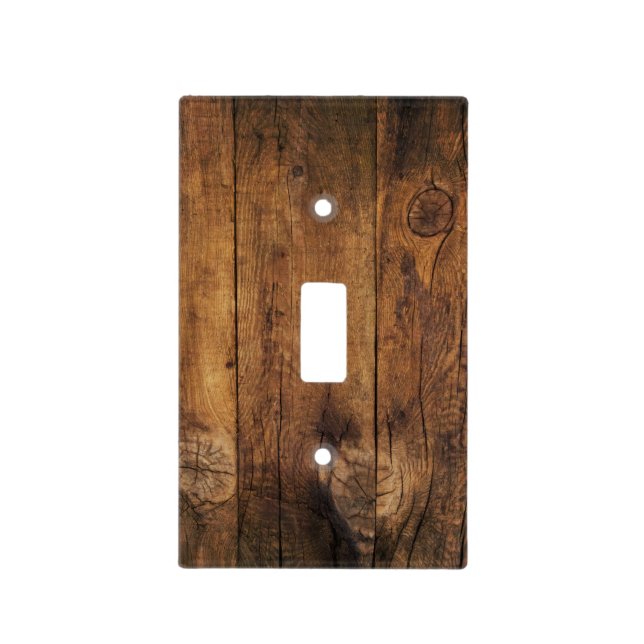 Faux Rustic Barn Wood Light Switch Cover (Front)