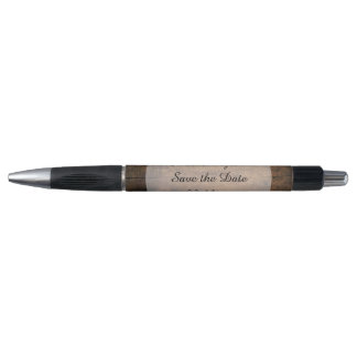 Faux Rustic Barn Wood Wedding Save the Date Pen